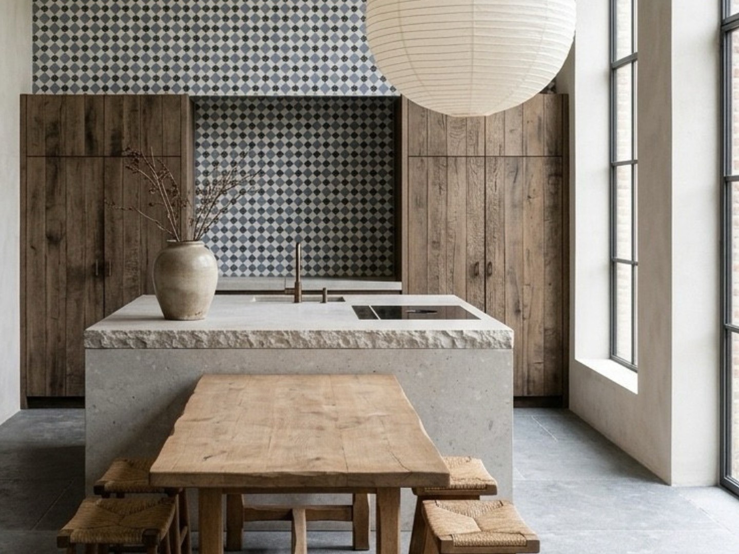Clearwater 20×20 · Cocina — interior español con cerámica de 20×20