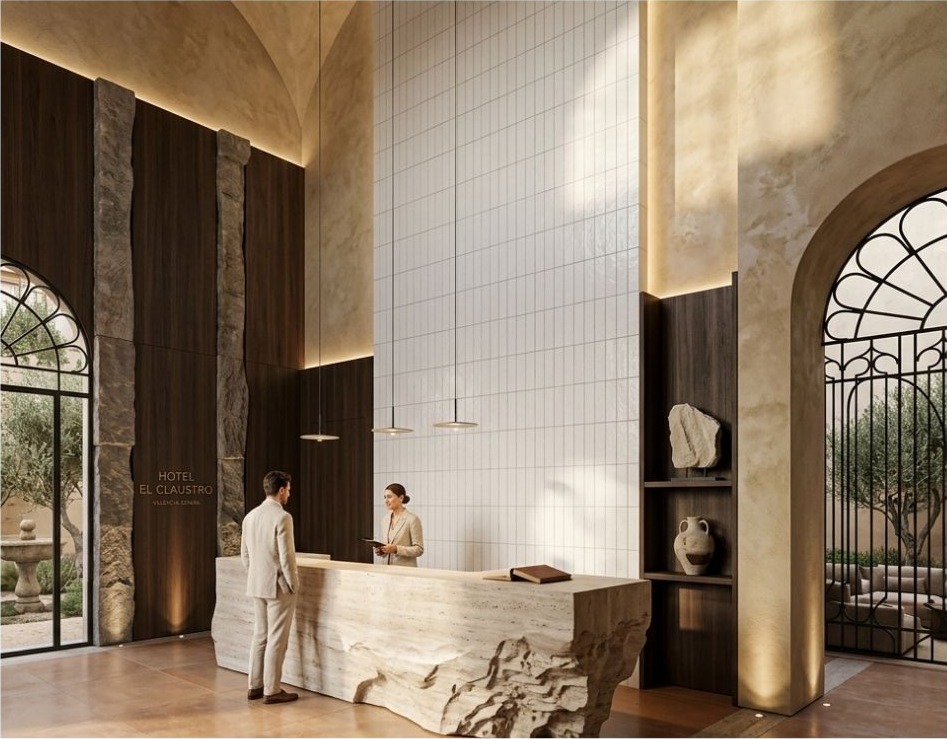 Nuances Serchio — Brillo · Hotel — interior español con cerámica de 20×20
