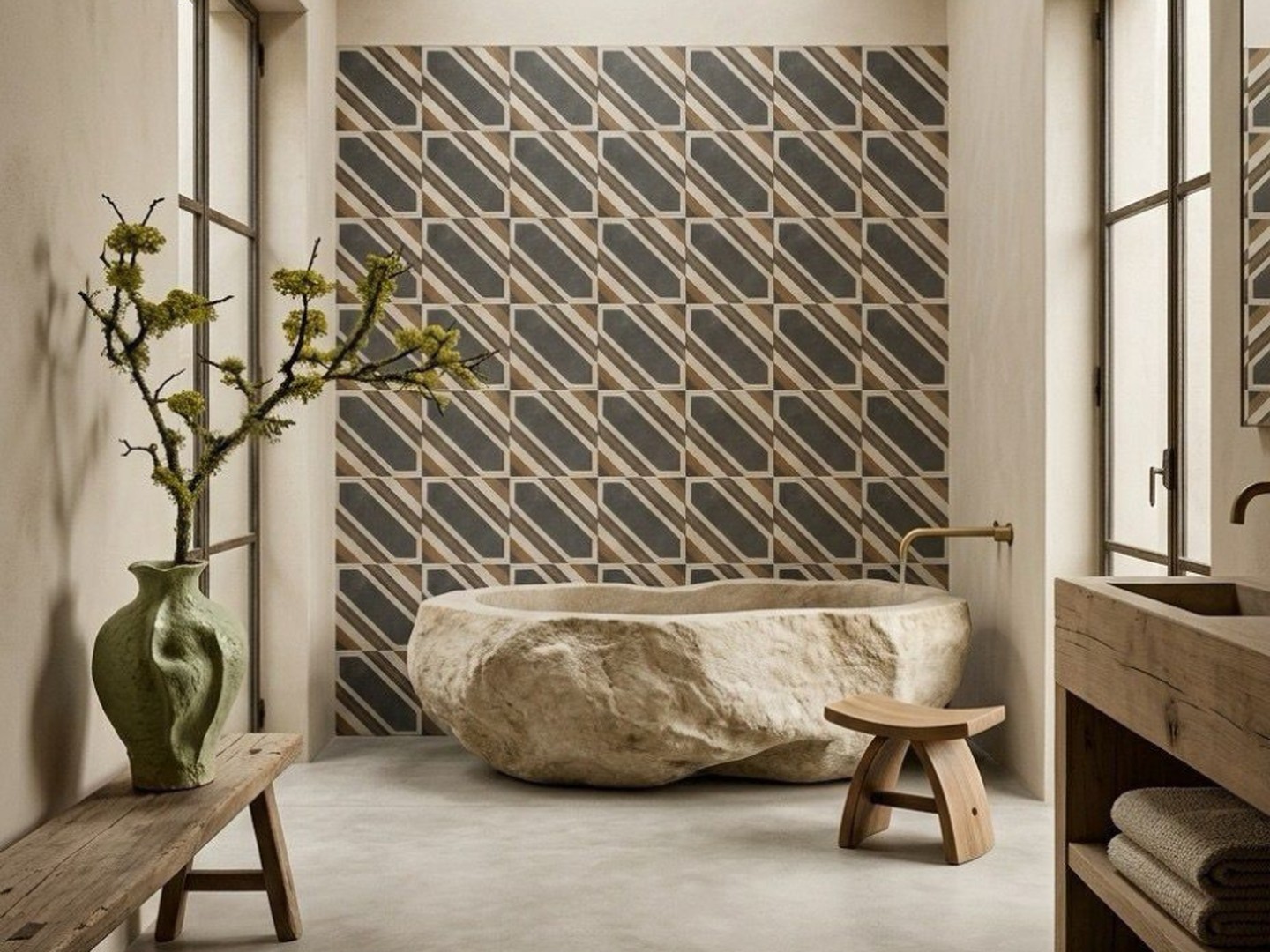 Hampton 20×20 · Baño — interior español con cerámica de 20×20