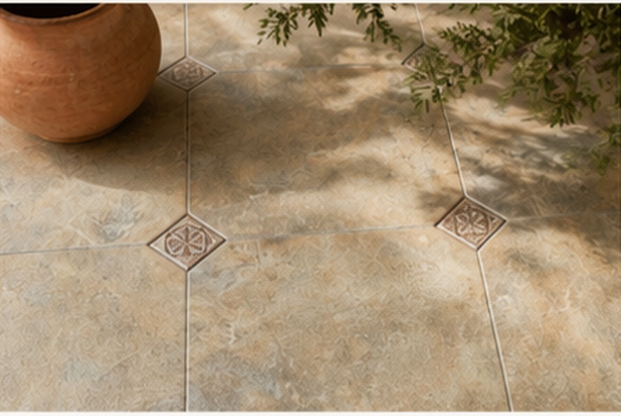Renoir Terra RMB 45x45 + Taco Marfil 8x8 — despiece cerámico en rombo