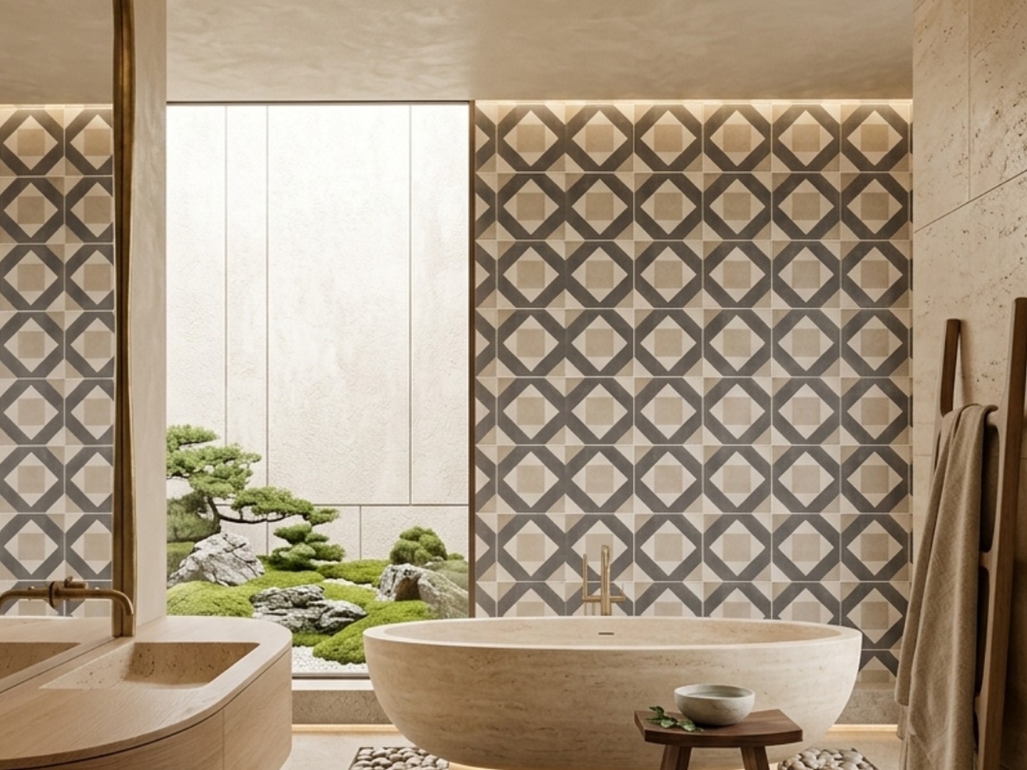 Clevistone 20×20 · Baño — interior español con cerámica de 20×20
